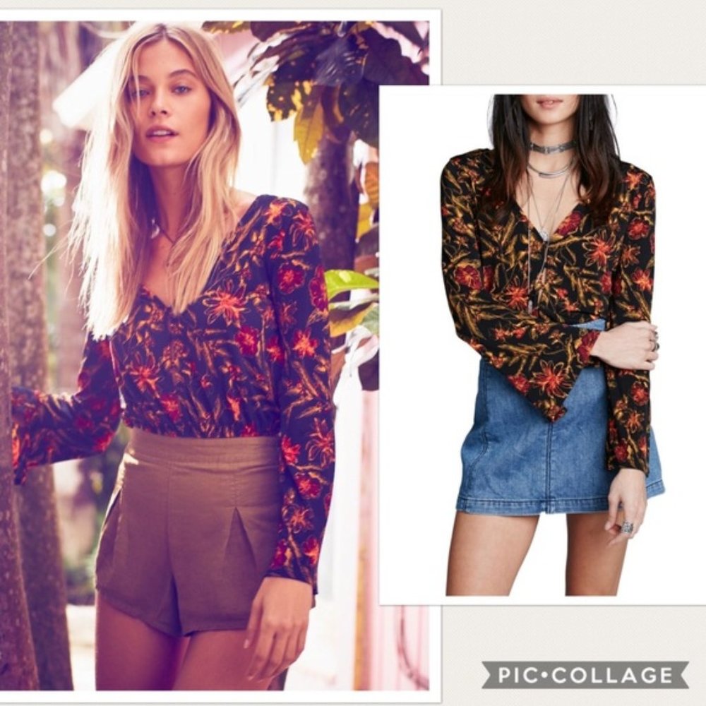 Free People Martini Bell Sleeves Floral Top